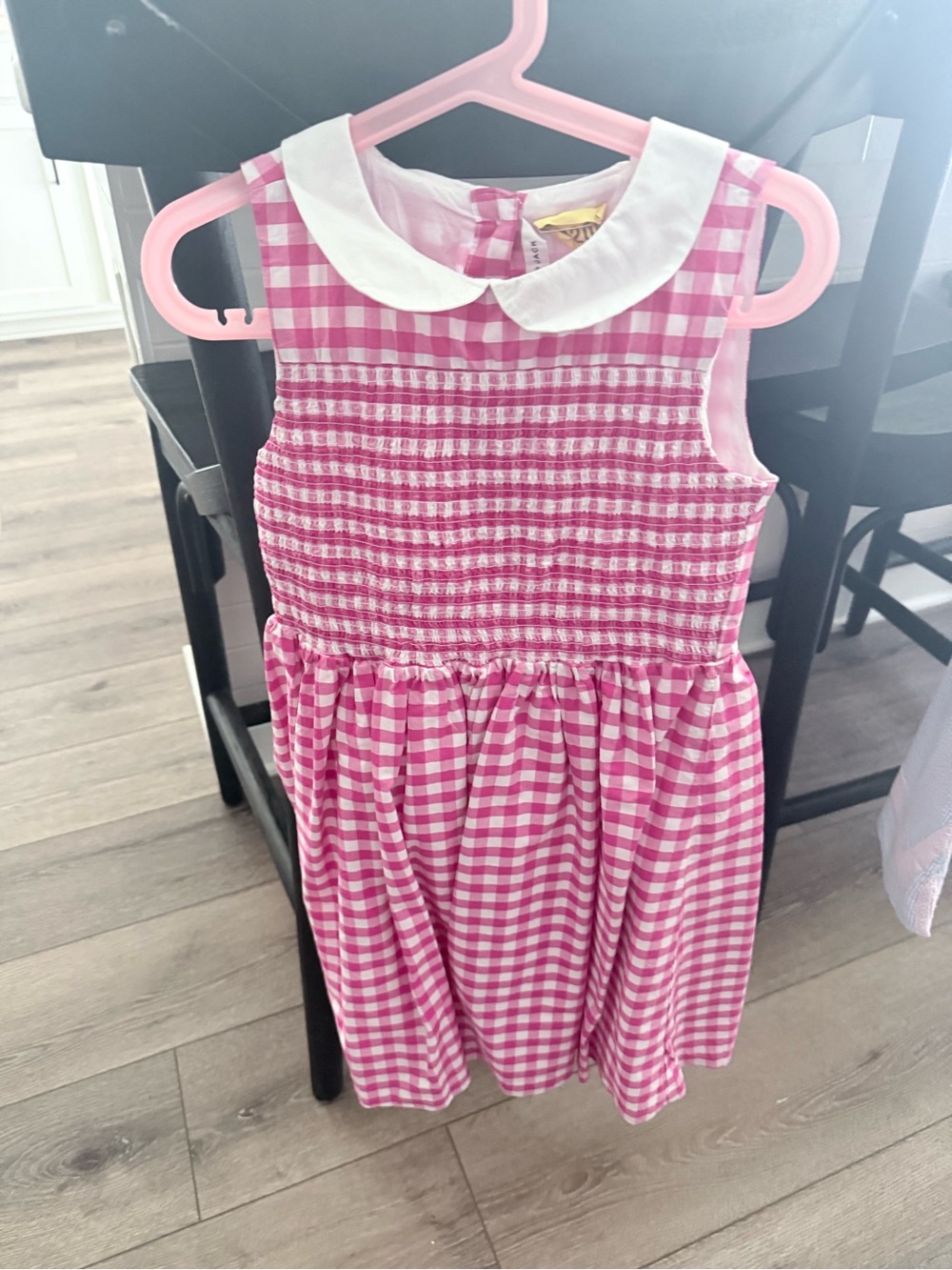 Janie and Jack Pink and White Gingham Smocked Dress